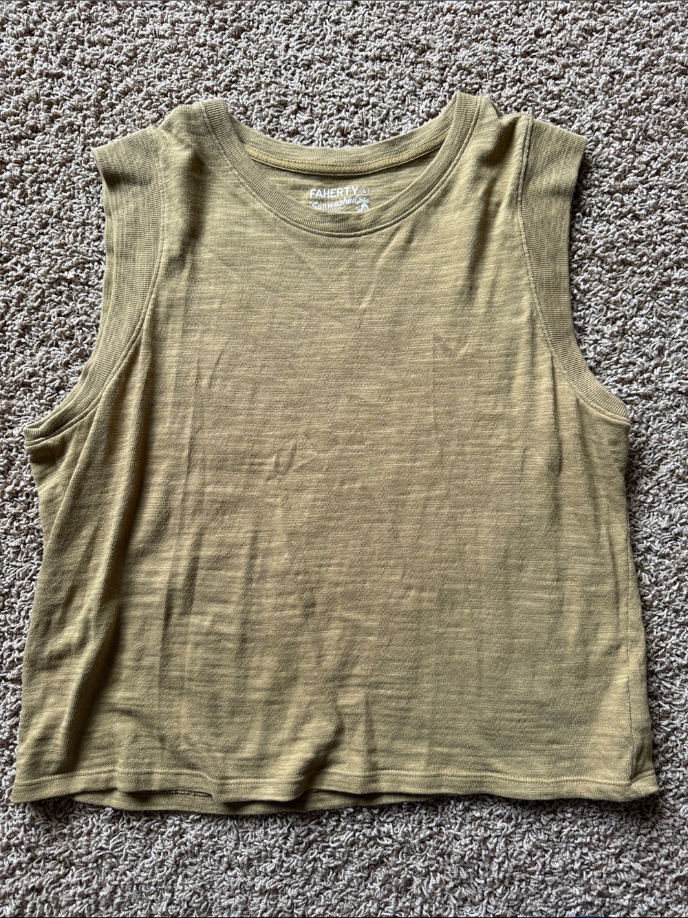 Faherty Olive Green Sleeveless Crewneck Tank